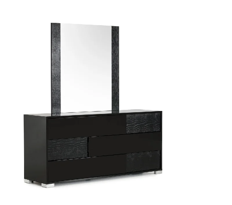 Modern Black Crocodile Finish 3 Drawer Dresser By Homeroots Tunics Trendy modern