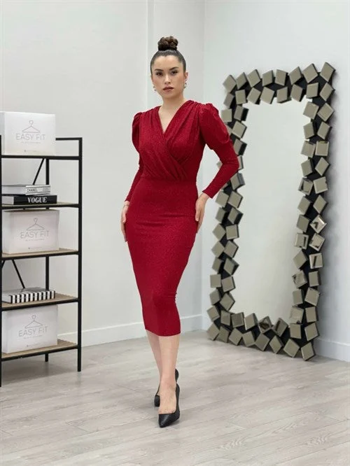 Silvery Pen Dress - Red Tunics Silk luxurious