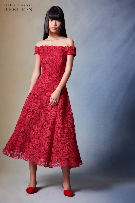 Embroidered Floral Lace Dress Tunics Sophisticated sleek