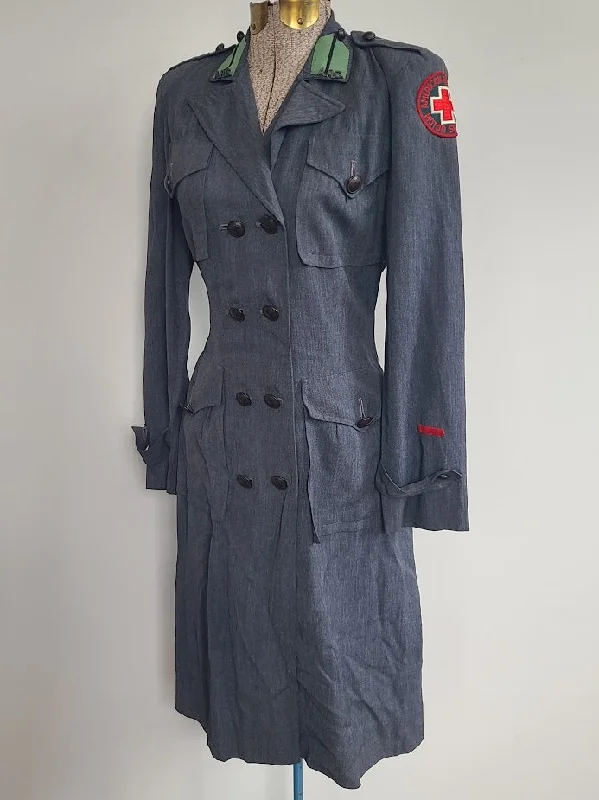 American Red Cross Motor Corps Uniform Dress <br> (B-35" W-26" H-32") empire Waist empire