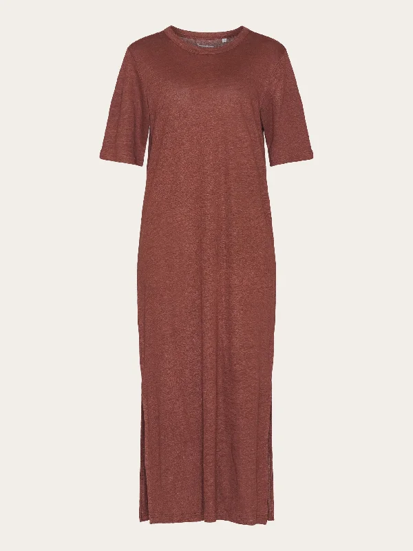 Linen short sleeved t-shirt dress - Tiramisu-- Terry Blend Velvet Blend Canvas Blend