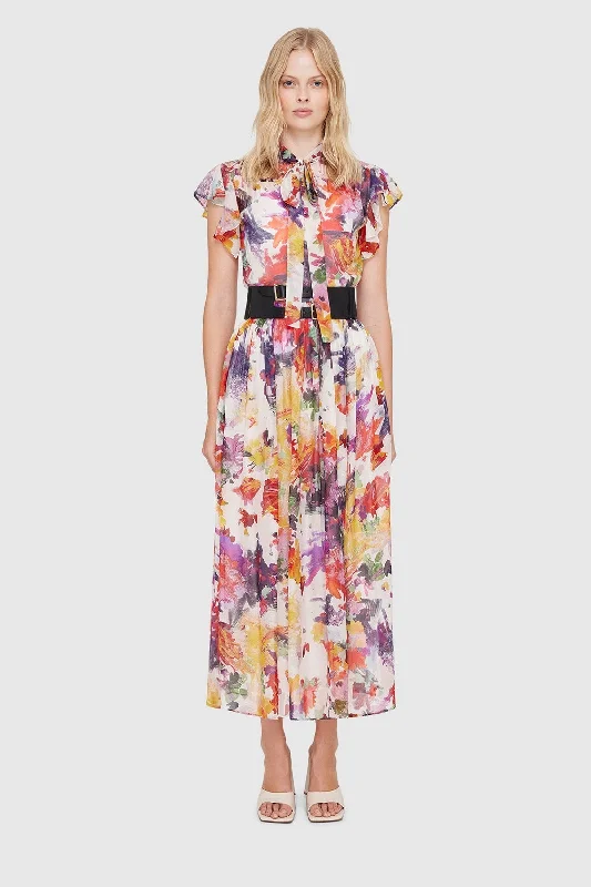 Leo Lin Poise Flutter Sleeve Dress - Water Lillies Tunics Stylish elegant