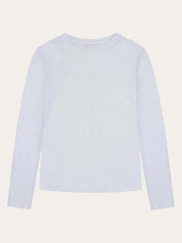 Long sleeve linen t-shirt - GOTS/Vegan - Bright White-- Sequined Glittery Shiny