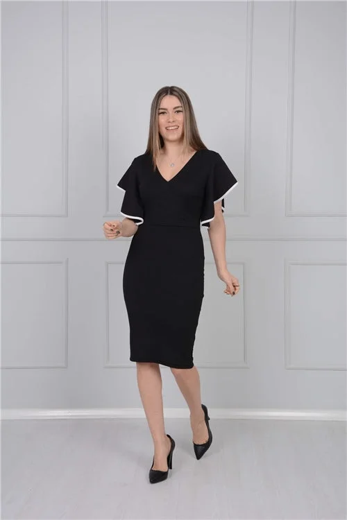 Crep Fabric Flywheel Dress - Black Tunics Chic fashionable
