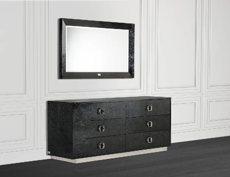 26' Black Crocodile Mdf Dresser By Homeroots Tunics Trousers formal