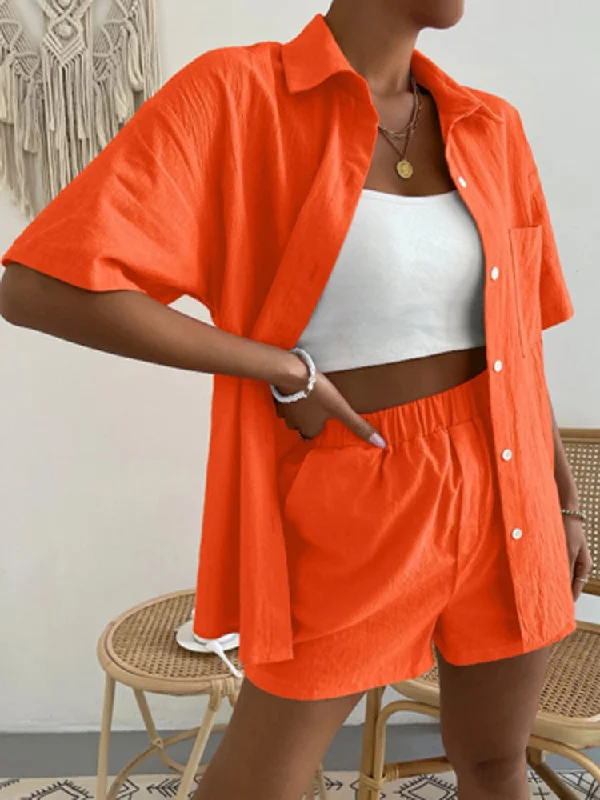 Cotton Linen Two Piece Button T-shirt Elastic Waist Shorts Set-- Rayon Fabric Velvet Fabric Corduroy Fabric Cotton Linen Two Piece Button T-shirt Elastic Waist Shorts Set-- Rayon Fabric Velvet Fabric Corduroy Fabric