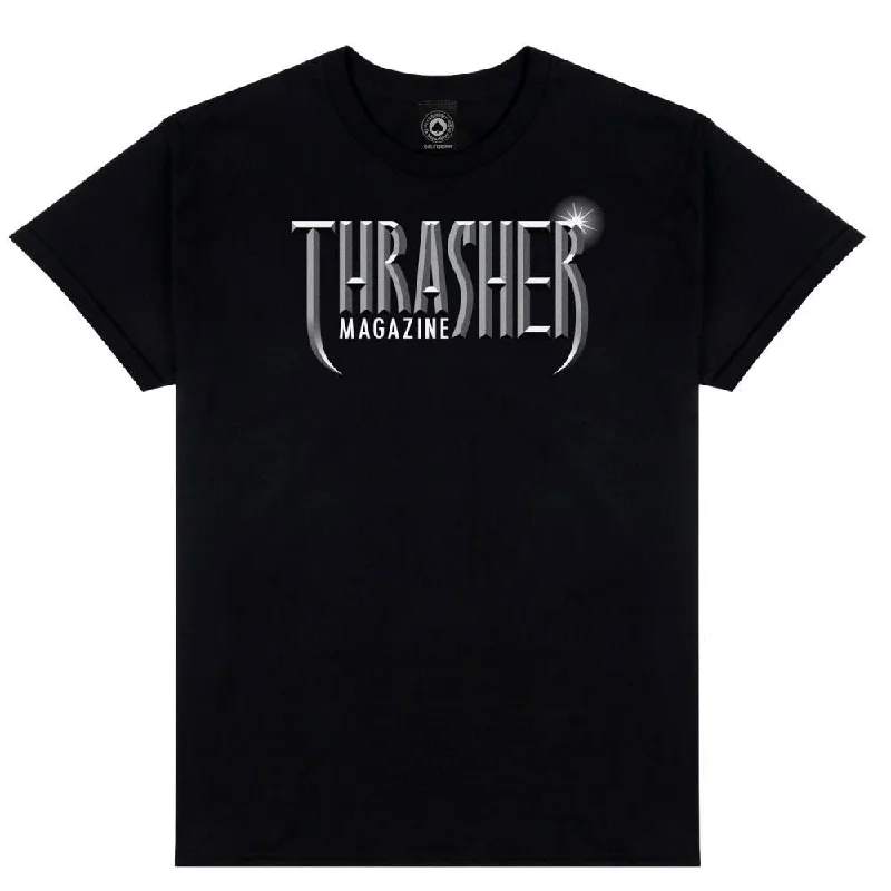 Thrasher T-Shirt Gothic - Black-- Zippered Front Buttoned Front Snap Front