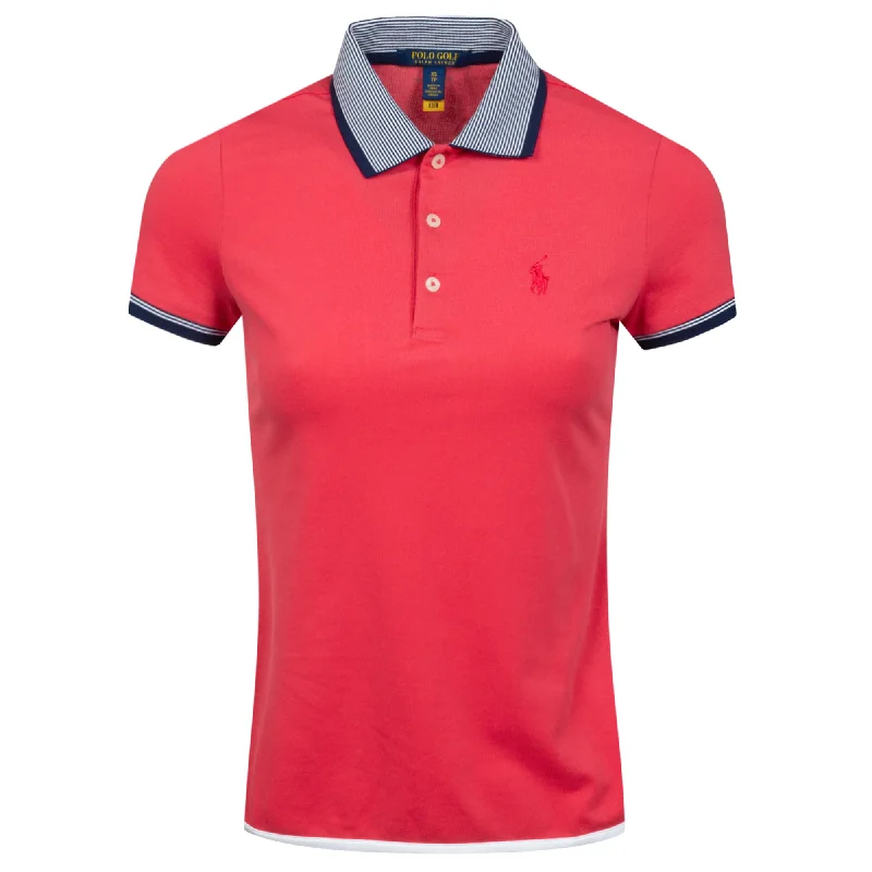 Ralph Lauren Golf Solid Shirttail Sunset Red Womens Golf Polo-- Cozy Warm Stylish