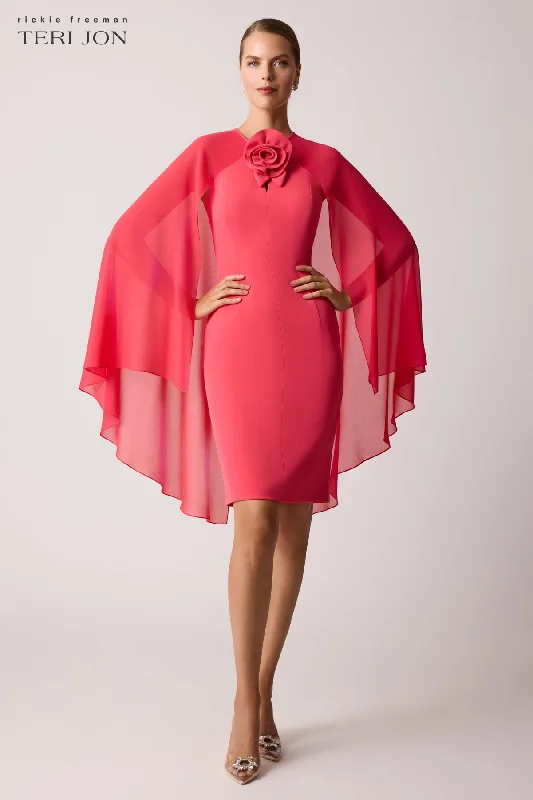 Crepe Chiffon Fly Away Cape Dress Tunics Fashionable chic