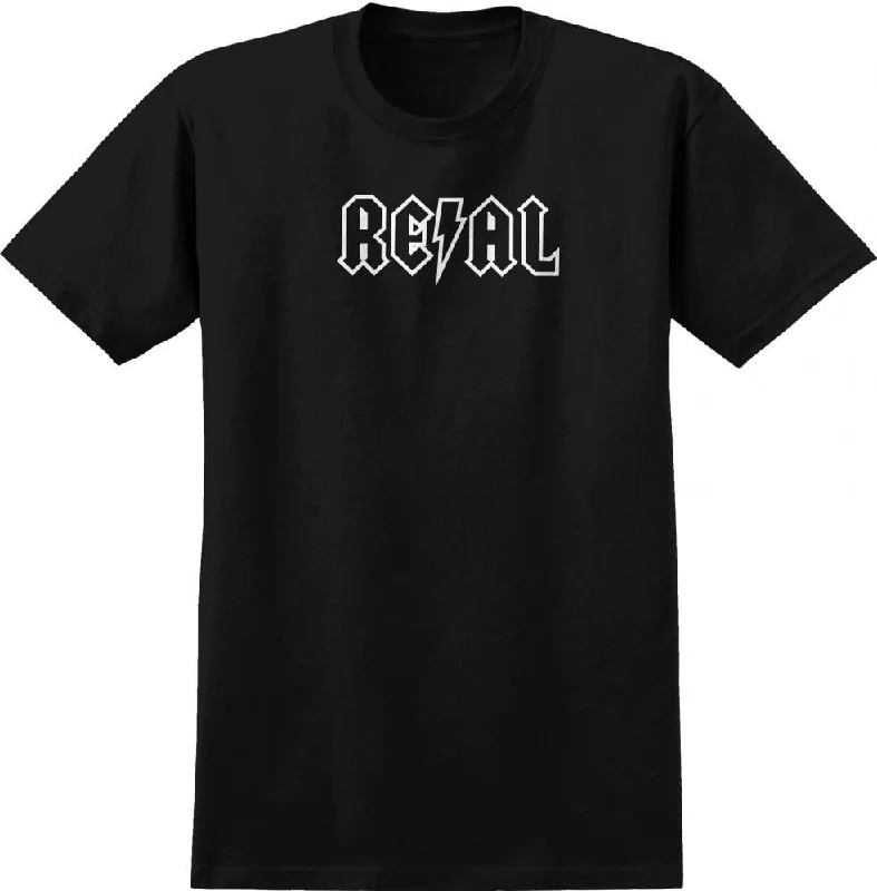 Real T-Shirt Deeds - Black / White Print-- Mesh Fabric Canvas Fabric Denim Fabric