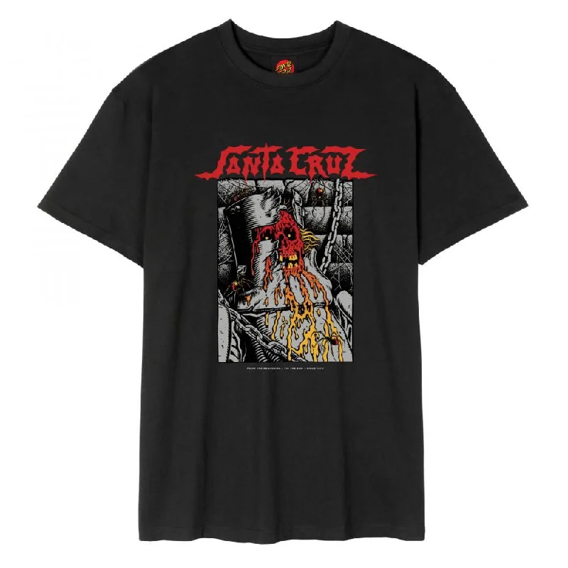 Santa Cruz T-Shirt Pace Dungeon Front - Black-- Notch Collar Peter Pan Collar Cowl Neck