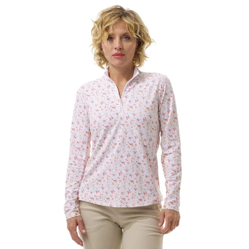 SanSoleil SolTek Lux Mock Ice Coral Womens Long Sleeve Sun Shirt-- Collared Crew Neck Turtle Neck SanSoleil SolTek Lux Mock Ice Coral Womens Long Sleeve Sun Shirt-- Collared Crew Neck Turtle Neck