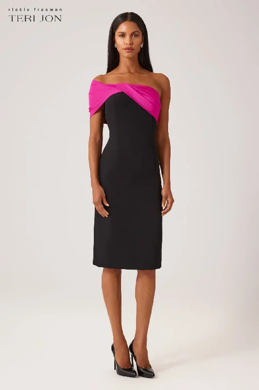 Taffeta Asymmetrical Crepe Sheath Dress Bodycon Club Sequined