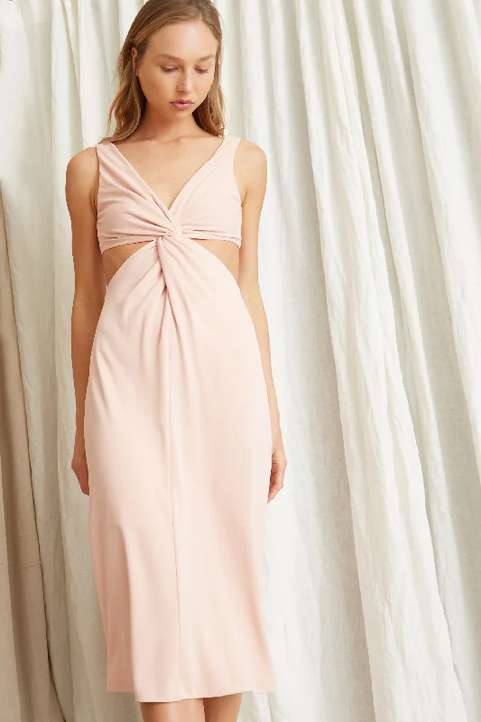 Third Form Twisted Cut Away Dress - Rose Tunics Running lightweight