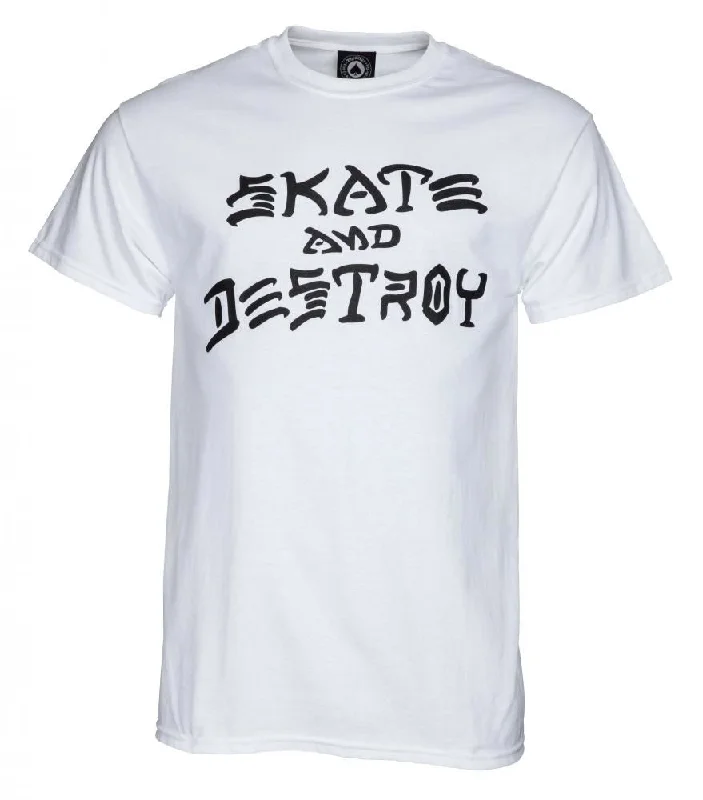 Thrasher T-Shirt Skate & Destroy - White-- Cashmere Blend Cotton Blend Poly Blend