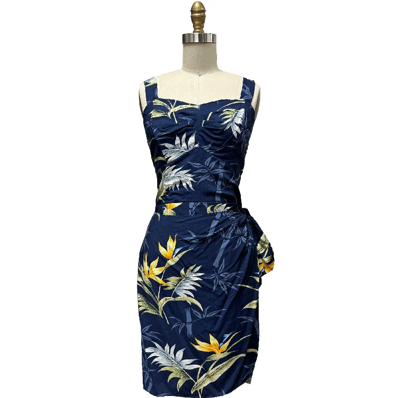 Bamboo Paradise Navy Sarong Dress Tunics Designer luxury