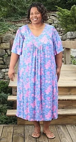 Panama Dress with V-Neckline Tunics Print Colorful