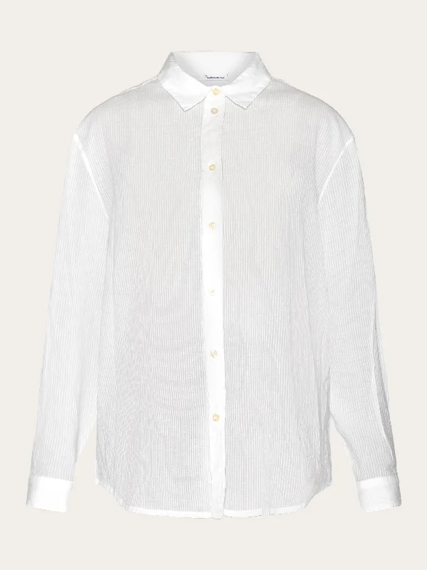 Loose stripe structure shirt - GOTS/Vegan - Egret-- Thin T-Shirt Open Front Quick Dry Loose stripe structure shirt - GOTS/Vegan - Egret-- Thin T-Shirt Open Front Quick Dry