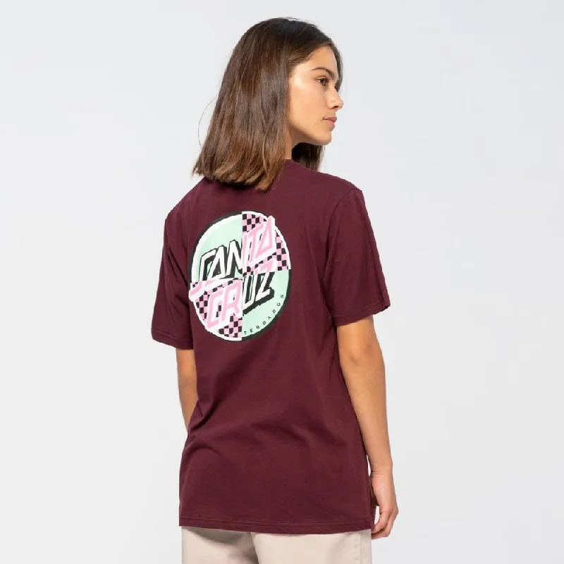 Santa Cruz Womens T-Shirt Intro Dot T-Shirt - Beetroot-- Mesh Blend Leather Blend Suede Blend Santa Cruz Womens T-Shirt Intro Dot T-Shirt - Beetroot-- Mesh Blend Leather Blend Suede Blend