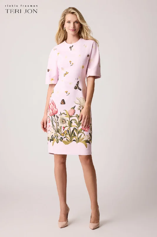 Crepe Butterfly Border Print Sheath Dress Tunics Bestseller popular