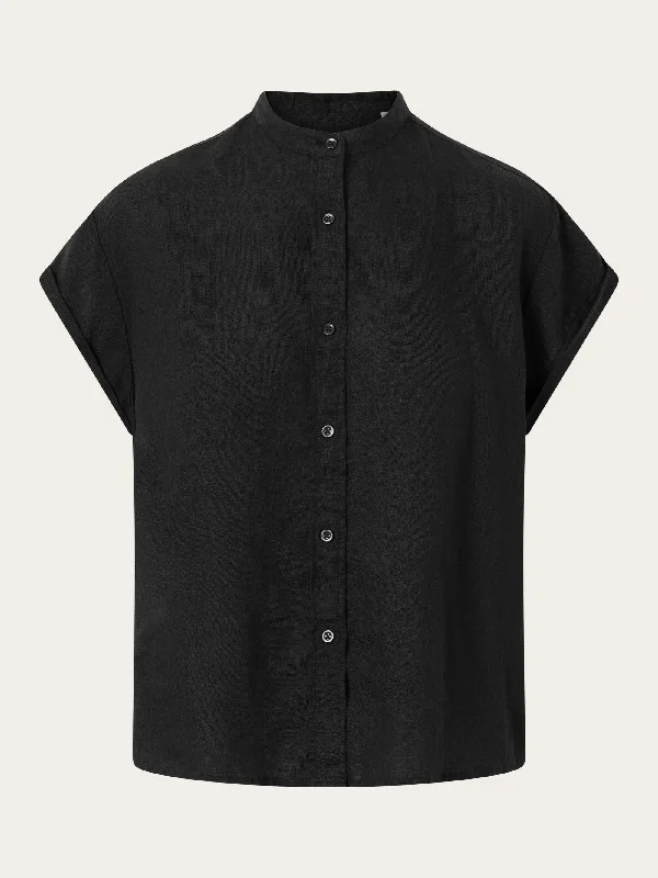 Collar stand short sleeve linen shirt - Black Jet-- V-Neck T-Shirt Long Sleeve Cotton Collar stand short sleeve linen shirt - Black Jet-- V-Neck T-Shirt Long Sleeve Cotton