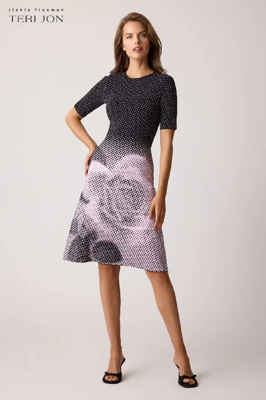 Double Knit Dotted Digital Print Dress Tunics Versatile functional