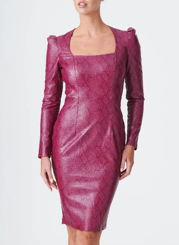 Pink Snake Leatherette Pencil Dress - SMALL Tunics Gym athletic