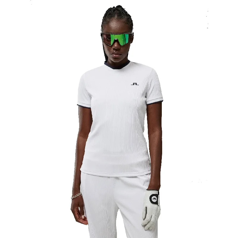 J. Lindeberg Parvin White Womens Golf Shirt-- Hooded Caped Shawl Collar