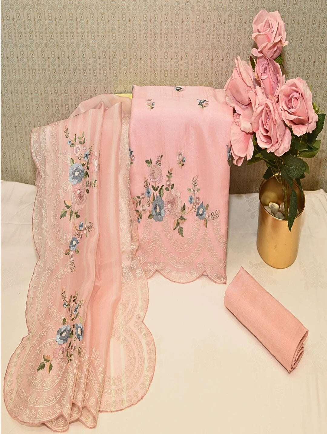 Soft Pink Organza Dress Material Tunics Timeless classic