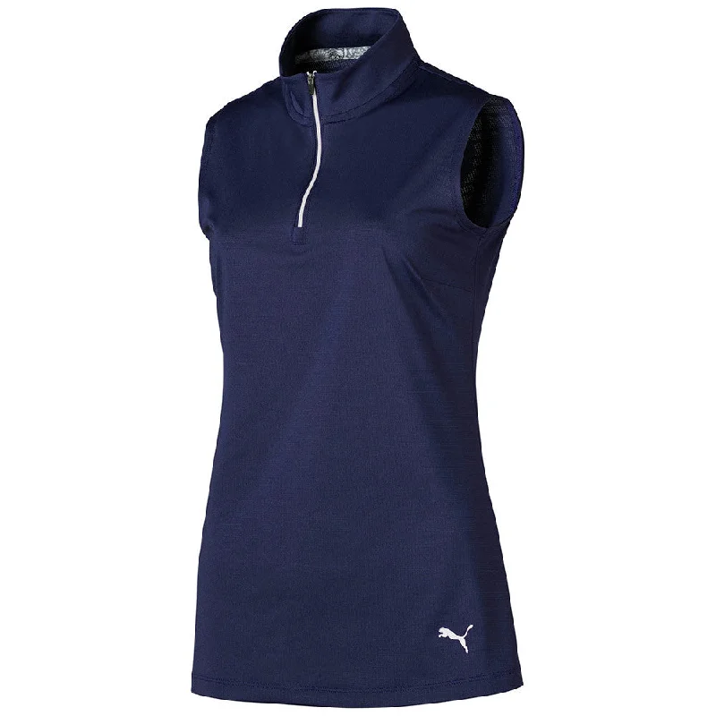 Puma Mock Womens Sleeveless Golf Shirt-- Chenille Blend Fleece Blend Nylon Blend