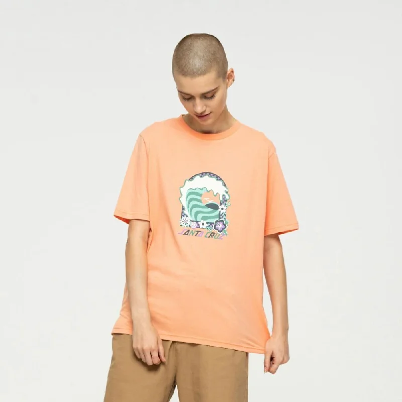 Santa Cruz Womens T-Shirt Free Spirit Wave T-Shirt - Faded Coral-- Hooded Caped Shawl Collar Santa Cruz Womens T-Shirt Free Spirit Wave T-Shirt - Faded Coral-- Hooded Caped Shawl Collar