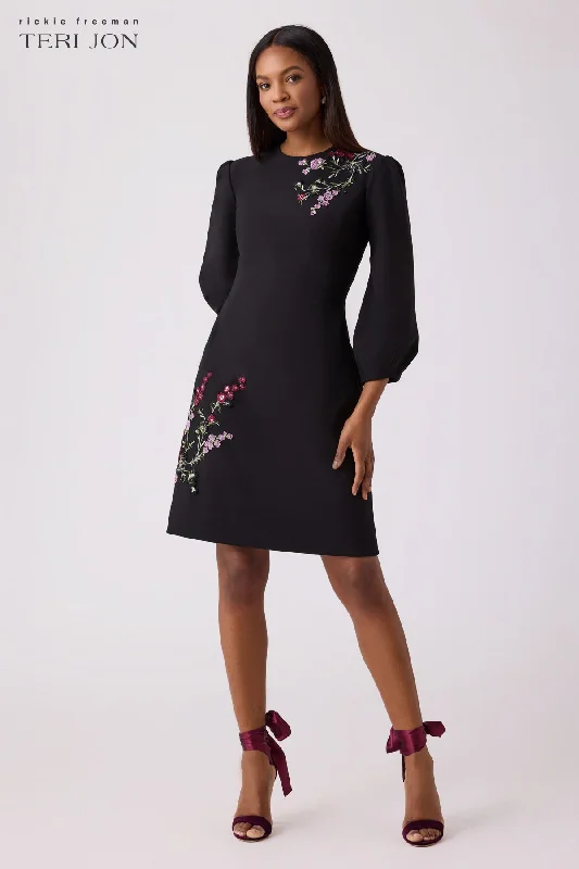 Floral Crepe Applique Dress Tunics Gym athletic