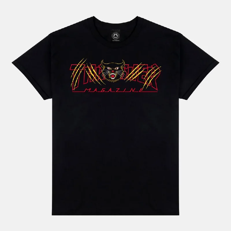 Thrasher T-Shirt Gato - Black-- Zippered Front Buttoned Front Snap Front