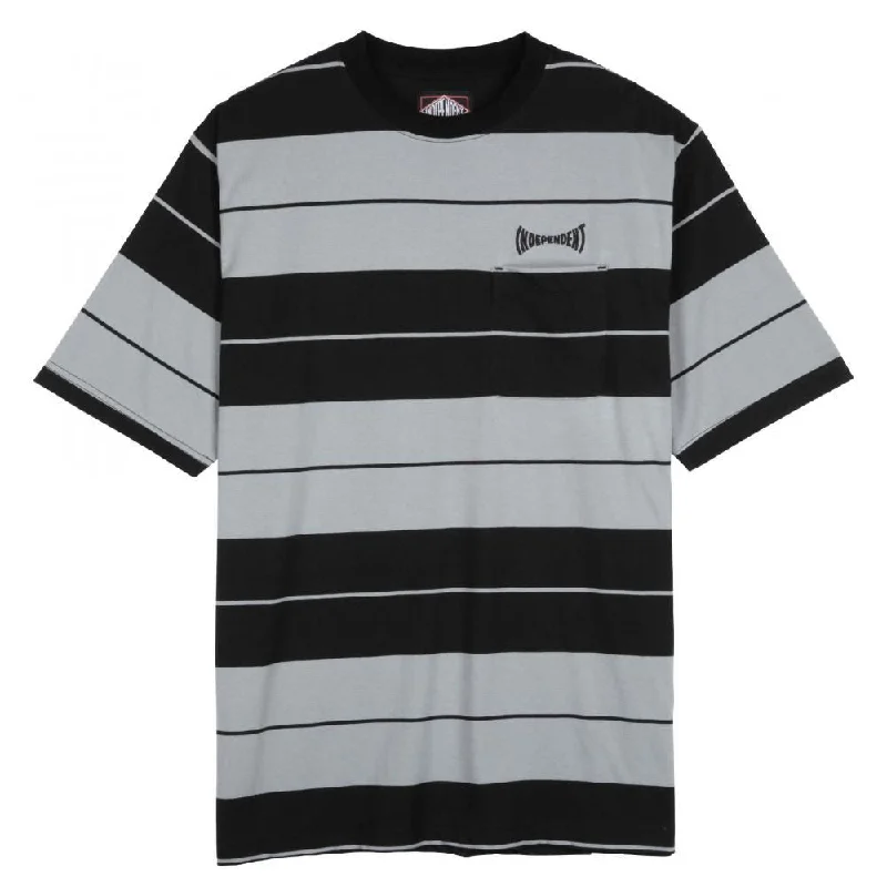 Independent T-Shirt Osage Striped T-Shirt - Grey / Black-- Anti-Shrink Durable Soft