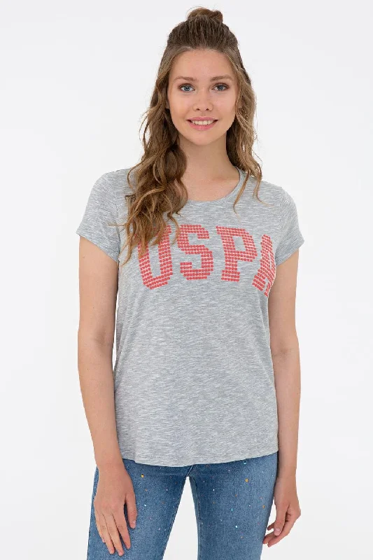 US Polo Assn. Crew Neck T-Shirt USPA Dots - Women-- Striped Floral Plaid