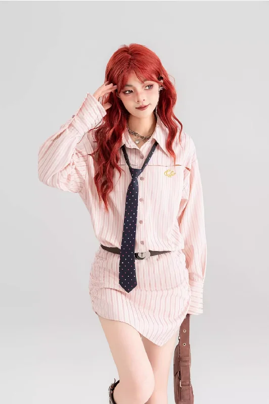 striped shirt skirt  KEI0003-- Striped Floral Plaid