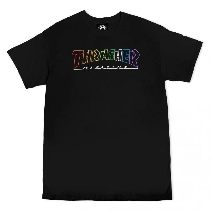 Thrasher T-Shirt Outline Rainbow Mag - Black / Multi-- Mesh Blend Leather Blend Suede Blend Thrasher T-Shirt Outline Rainbow Mag - Black / Multi-- Mesh Blend Leather Blend Suede Blend