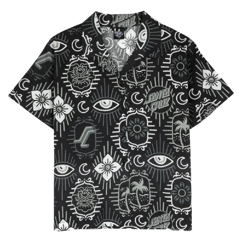 Santa Cruz Womens S/S Shirt Patchwork - Black Patchwork-- Front Pockets Side Pockets Patch Pockets