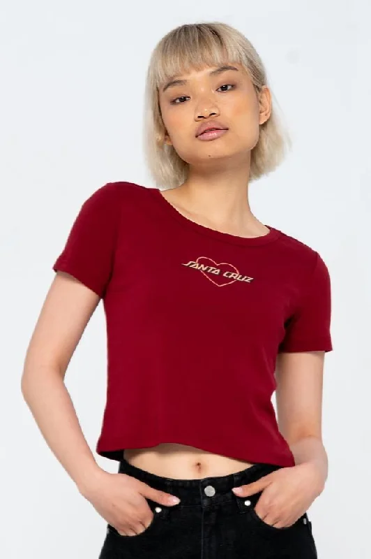 Santa Cruz Womens T-Shirt Heart Strip T-Shirt - Ruby Red-- Terry Blend Velvet Blend Canvas Blend Santa Cruz Womens T-Shirt Heart Strip T-Shirt - Ruby Red-- Terry Blend Velvet Blend Canvas Blend
