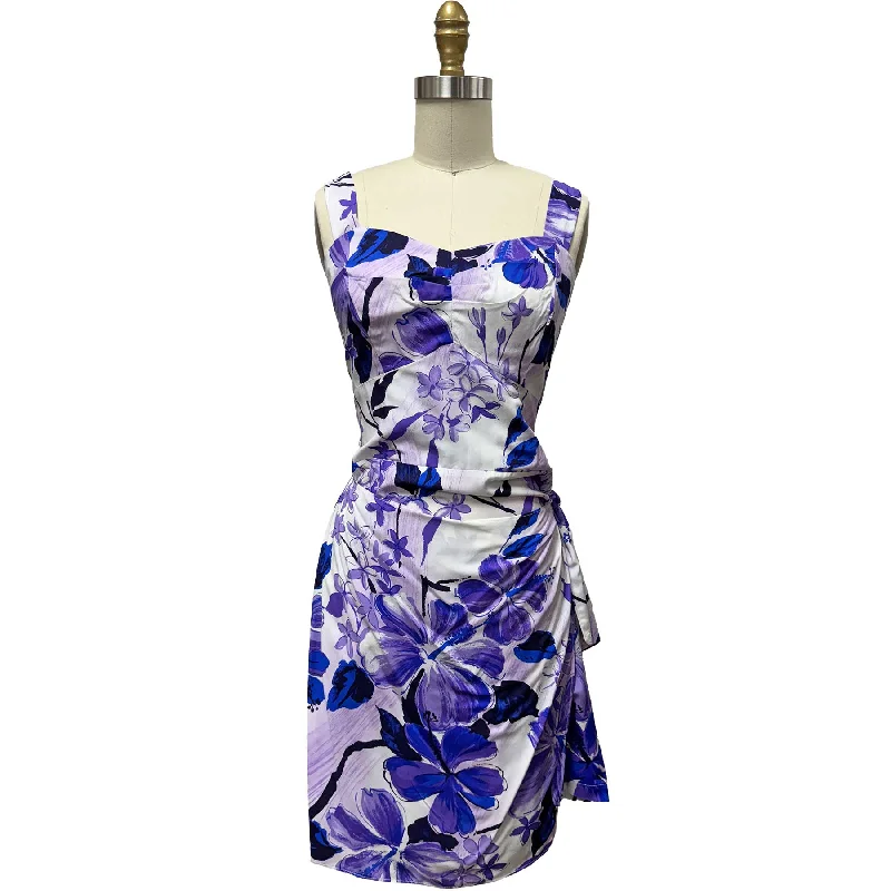 Watercolor Hibiscus Purple Sarong Dress Tunics Recommended stylist