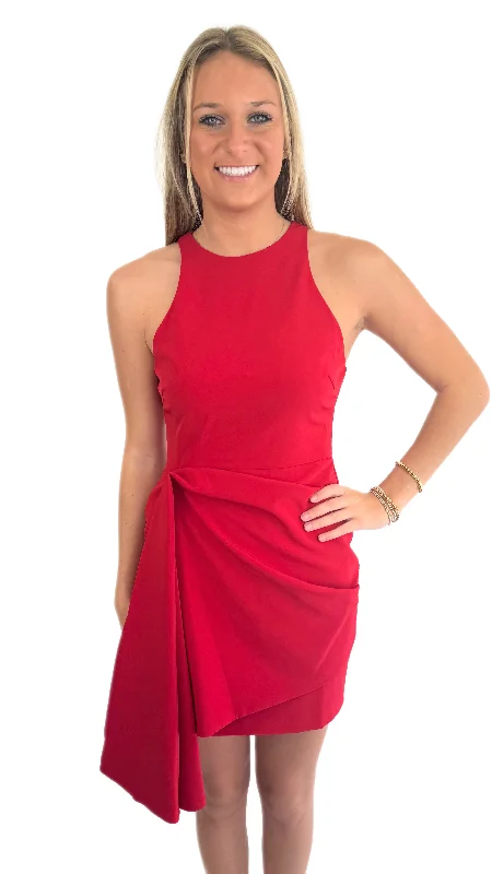 Jewel Red Ritz Dress Boatneck Modish Everyday