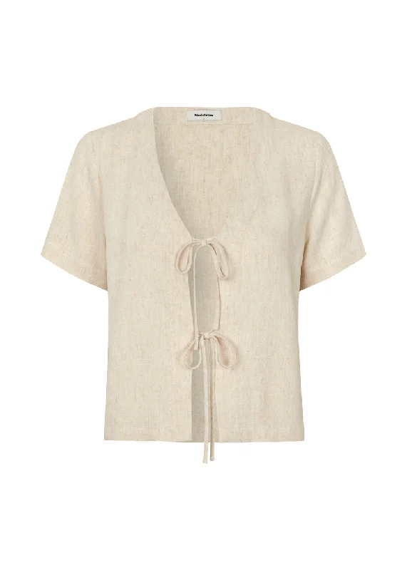 Modström - IrfanMD shirt - Summer Sand-- V-Neck T-Shirt Long Sleeve Cotton