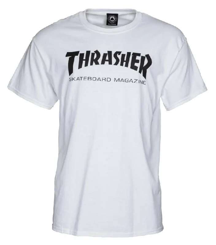 Thrasher T-Shirt Skate Mag - White-- Sequined Glittery Shiny