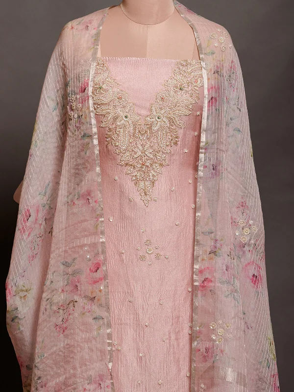 Embroidered Peach Crush Tissue Dress Material Tunics Timeless classic