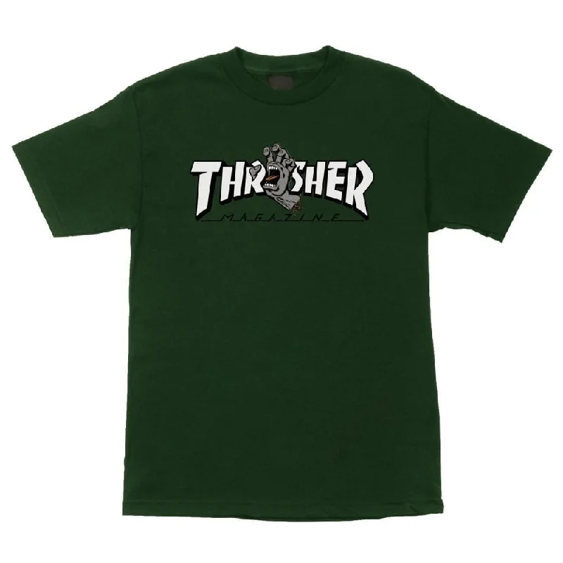 SCR x Thrasher T-Shirt Thrasher Screaming Logo - Forest Green-- Seamless Knitted Crochet SCR x Thrasher T-Shirt Thrasher Screaming Logo - Forest Green-- Seamless Knitted Crochet