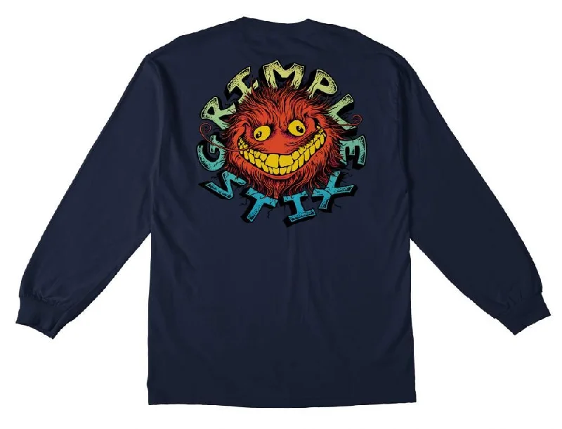 Anti Hero L/S Pocket T-Shirt Grimple Stix - Navy / Multi-- Cozy Warm Stylish