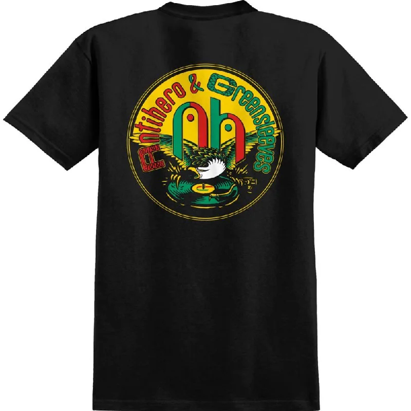 Anti Hero T-Shirt Greensleeves - Black(Pigment Dyed)-- Asymmetrical Pockets Print