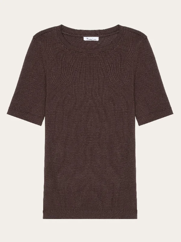 Rib t-shirt - Chocolate Plum-- Houndstooth Herringbone Solid