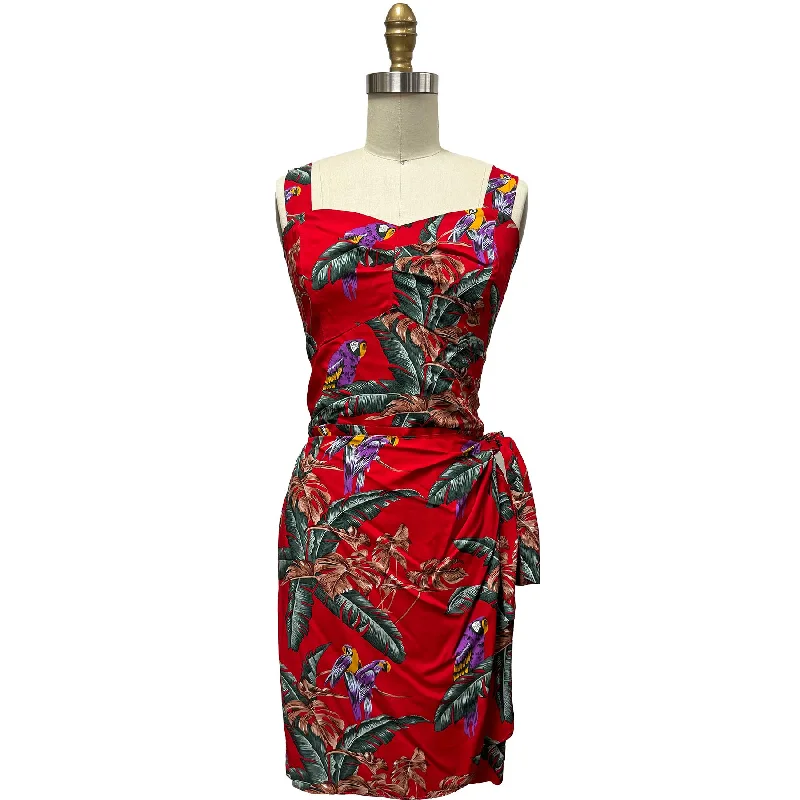Jungle Bird Red Sarong Dress Tunics Versatile stylish