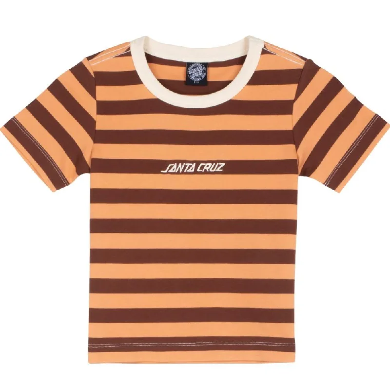 Santa Cruz Womens Custom Top Strip Logo Emb T-Shirt - Sepia Stripe-- Hooded Caped Shawl Collar Santa Cruz Womens Custom Top Strip Logo Emb T-Shirt - Sepia Stripe-- Hooded Caped Shawl Collar